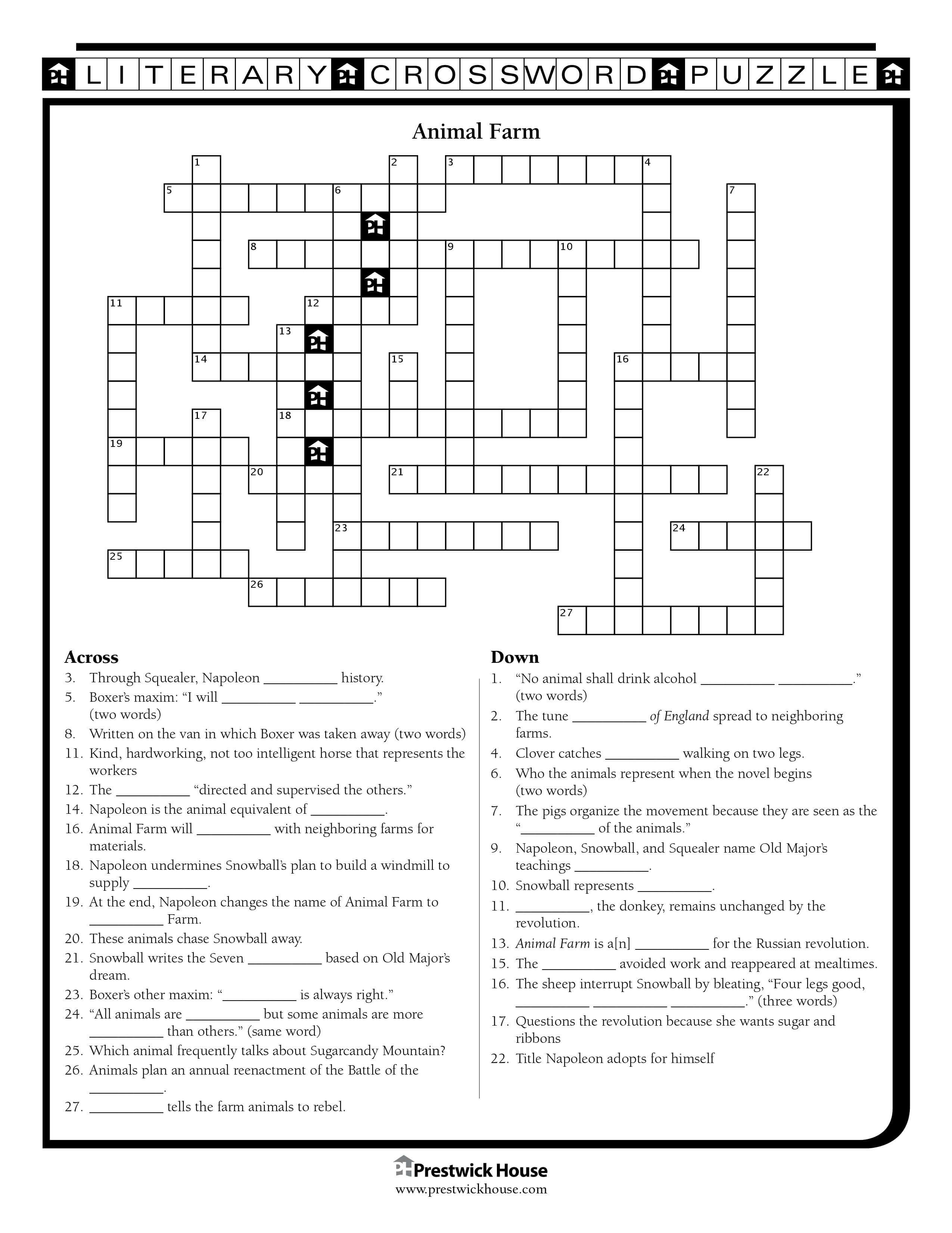 Free Crossword Puzzles - English Teacher's Free Library | Prestwick House